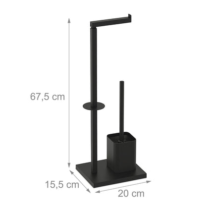 Metal Toilet Roll Holder with Brush – Freestanding Design