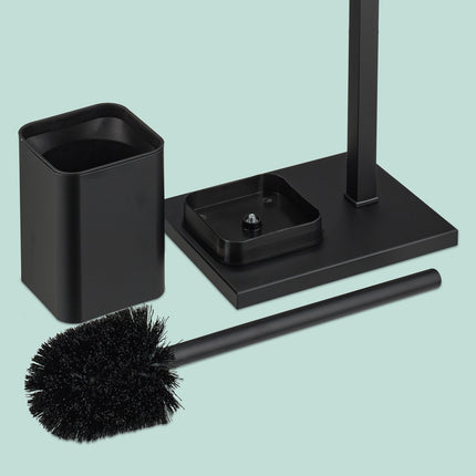 Metal Toilet Roll Holder with Brush – Freestanding Design