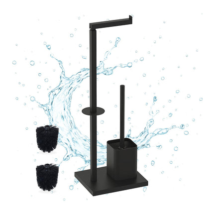 Metal Toilet Roll Holder with Brush – Freestanding Design