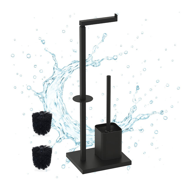 Metal Toilet Roll Holder with Brush – Freestanding Design