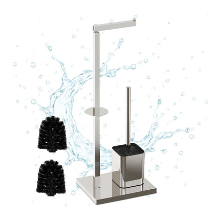 Metal Toilet Roll Holder with Brush and Storage