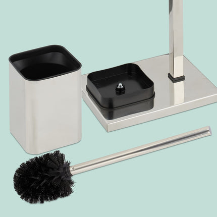 Metal Toilet Roll Holder with Brush and Storage