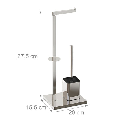 Metal Toilet Roll Holder with Brush and Storage