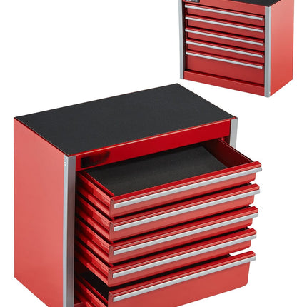 Metal Tool Box, 8.6-Inch 5-Drawer Steel Chest, Red