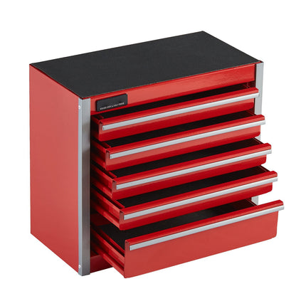 Metal Tool Box, 8.6-Inch 5-Drawer Steel Chest, Red