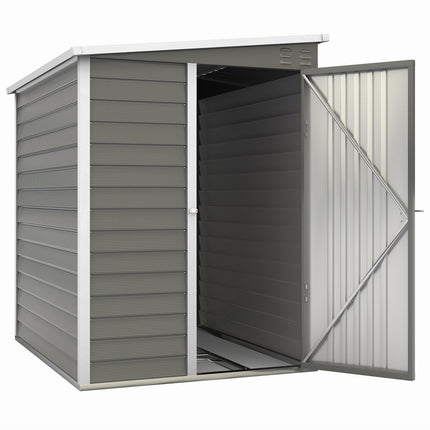 Metalen gereedschapsschuur 2,3m² 142x184x181cm Gereedschapsschuur met fundering Lessenaarraam Afsluitbare deurhandschoenen Weerbestendige tuinschuur Buitentuinschuur voor tuin Achtertuin Lichtgrijs |