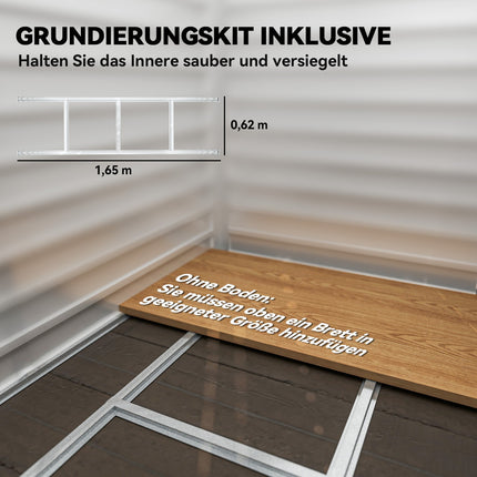 Metalen gereedschapsschuur 2,3m² 142x184x181cm Gereedschapsschuur met fundering Lessenaarraam Afsluitbare deurhandschoenen Weerbestendige tuinschuur Buitentuinschuur voor tuin Achtertuin Lichtgrijs |