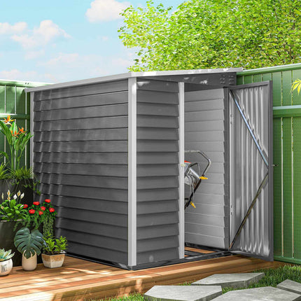 Metalen gereedschapsschuur 2,3m² 142x184x181cm Gereedschapsschuur met fundering Lessenaarraam Afsluitbare deurhandschoenen Weerbestendige tuinschuur Buitentuinschuur voor tuin Achtertuin Lichtgrijs |