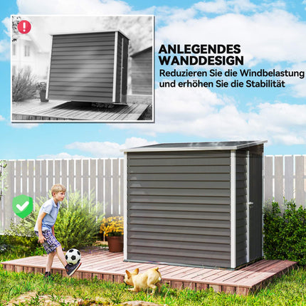 Metalen gereedschapsschuur 2,3m² 142x184x181cm Gereedschapsschuur met fundering Lessenaarraam Afsluitbare deurhandschoenen Weerbestendige tuinschuur Buitentuinschuur voor tuin Achtertuin Lichtgrijs |