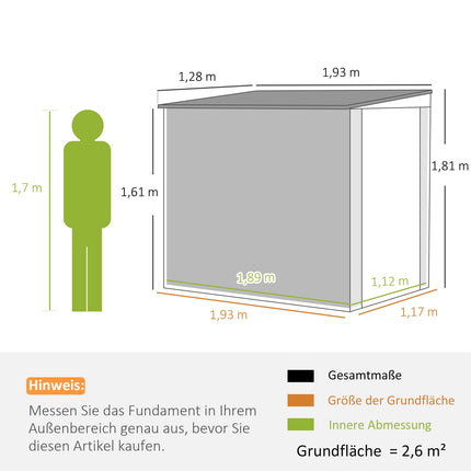 Metallgerätehaus 2,7 m² – wetterfest mit Fenster und Schloss