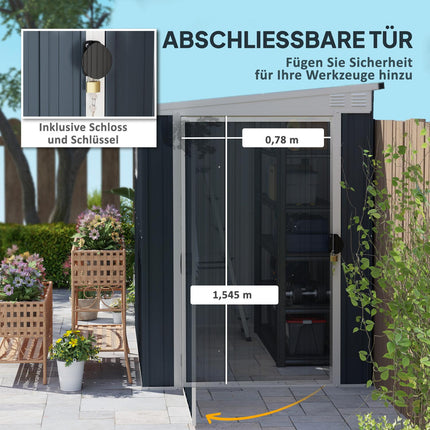 Metallgerätehaus 2,7 m² – wetterfest mit Fenster und Schloss