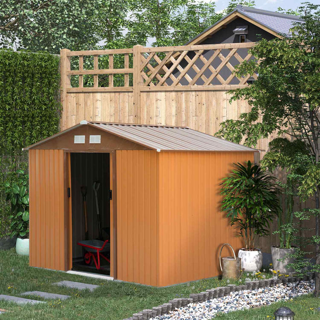 Wetterfester Gartenpavillon aus Metall mit Fundament, gelb