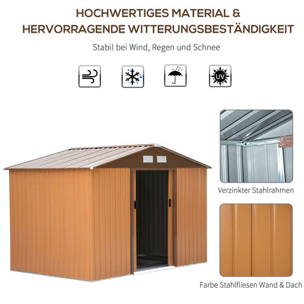 Wetterfester Gartenpavillon aus Metall mit Fundament, gelb