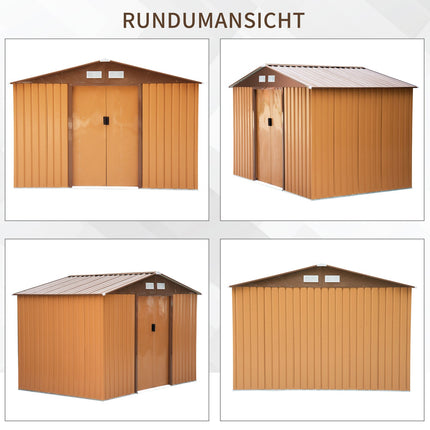 Wetterfester Gartenpavillon aus Metall mit Fundament, gelb