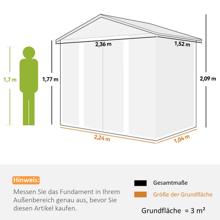 Metallgerätehaus mit Satteldach, Holzoptik, 3 m²