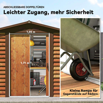 Metallgerätehaus mit Satteldach, Holzoptik, 3 m²