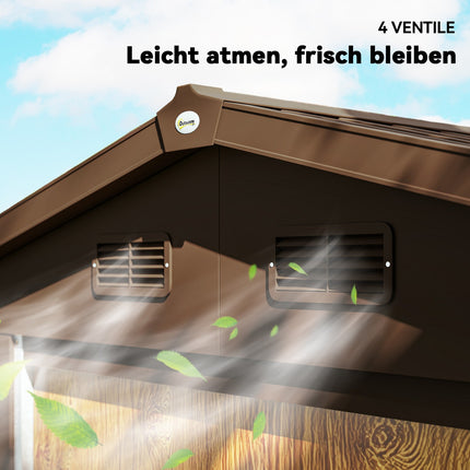 Metallgerätehaus mit Satteldach, Holzoptik, 3 m²