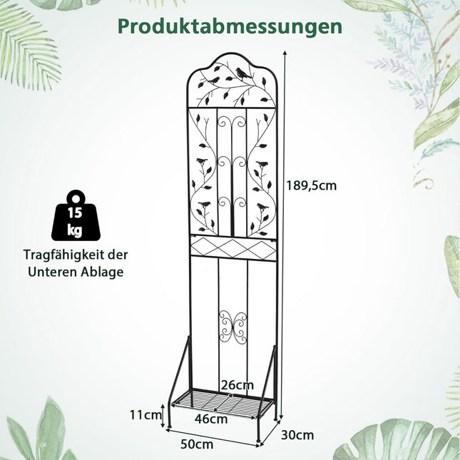 Metallspalier-Set, Schwarz, 2-teiliger Gartenzaun & Pflanzenständer