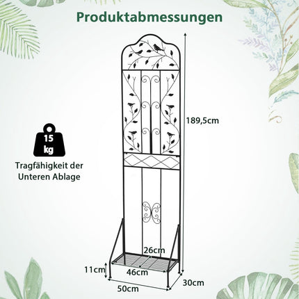 Metal Trellis for Climbing Plants with Folding Shelf