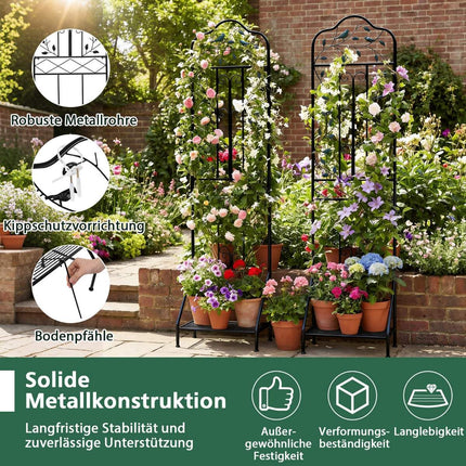 Metal Trellis for Climbing Plants with Folding Shelf