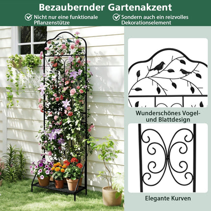Metal Trellis for Climbing Plants with Folding Shelf