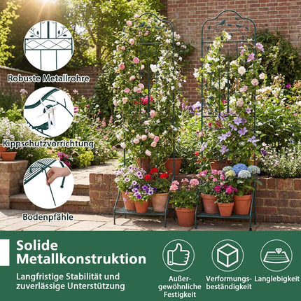 Metal Trellis with Foldable Shelf for Climbing Plants