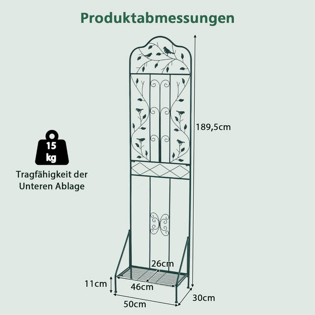 Rankgitter aus Metall mit klappbarer Ablage für Kletterpflanzen