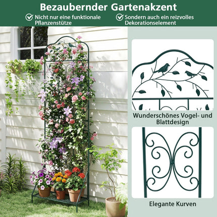 Metal Trellis with Foldable Shelf for Climbing Plants