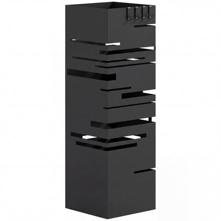 Metal Umbrella Stand with Drip Tray & Hooks, Black