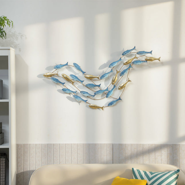 Wandkunst aus Metall, Fisch-Design, rostbeständig, hellblau