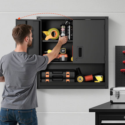 Metal Wall Cabinet 30x12x30 in – Locking, Adjustable Shelf