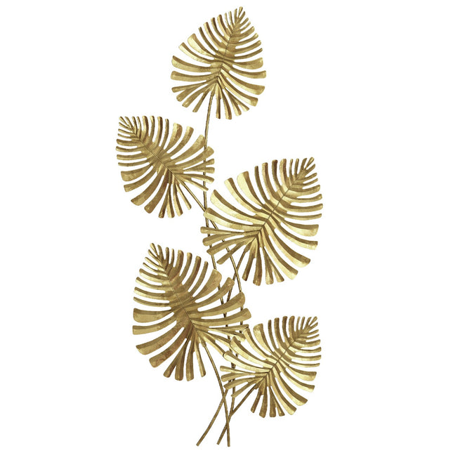 Metal Wall Decor Set, Gold Leaf Design