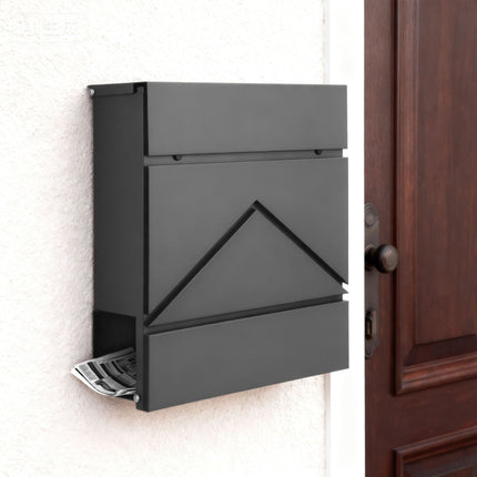 Metall-Wandbriefkasten mit Zeitungsfach