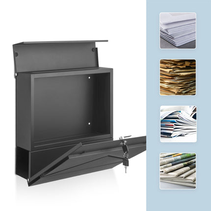 Metall-Wandbriefkasten mit Zeitungsfach