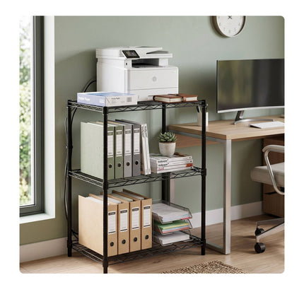 Metal Wire Shelving Unit with 3 Tiers and Levelling Feet, Black, 84 cm