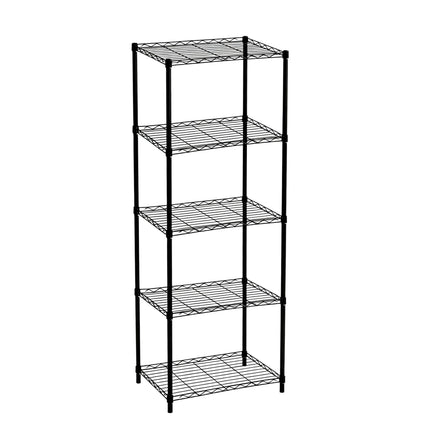 Metal Wire Shelving Unit with 5 Tiers and Levelling Feet, Black, 160 cm