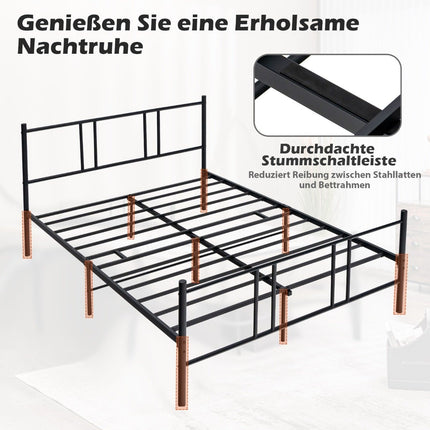 Metallbettgestell Plattformbettrahmen mit Kopf- und Fußteil 200 x 160 cm schwarz
