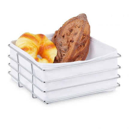 Metal bread basket with fabric cover