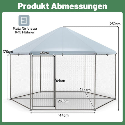 Hühnerstall aus Metall mit Drahtgeflecht &amp; verschließbarer Tür &amp; wasserdichter Abdeckung
