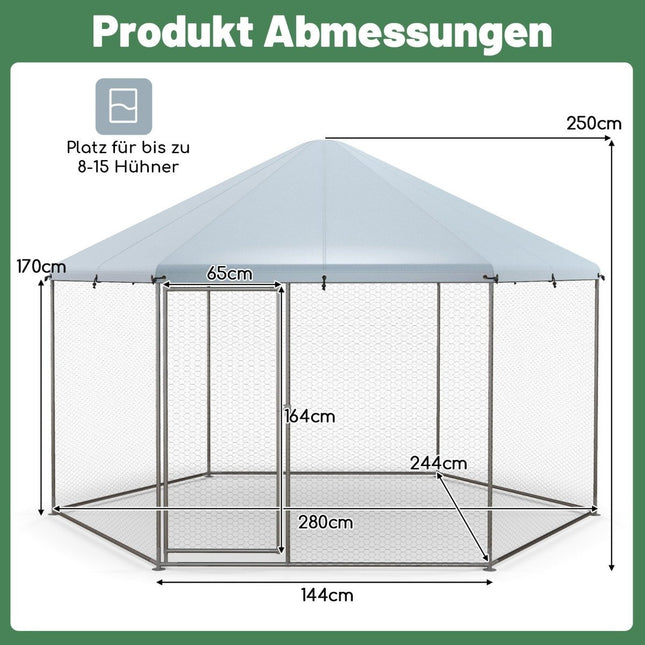 Hühnerstall aus Metall mit Drahtgeflecht &amp; verschließbarer Tür &amp; wasserdichter Abdeckung