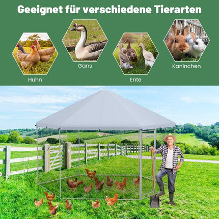 Hühnerstall aus Metall mit Drahtgeflecht &amp; verschließbarer Tür &amp; wasserdichter Abdeckung