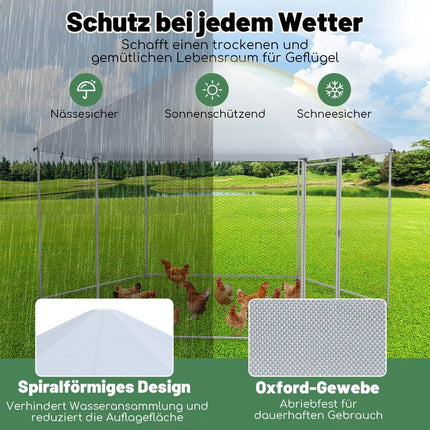 Hühnerstall aus Metall mit Drahtgeflecht &amp; verschließbarer Tür &amp; wasserdichter Abdeckung