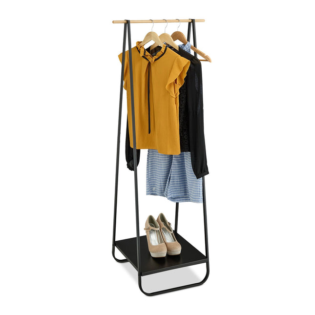 Metal clothes hanger with shelf