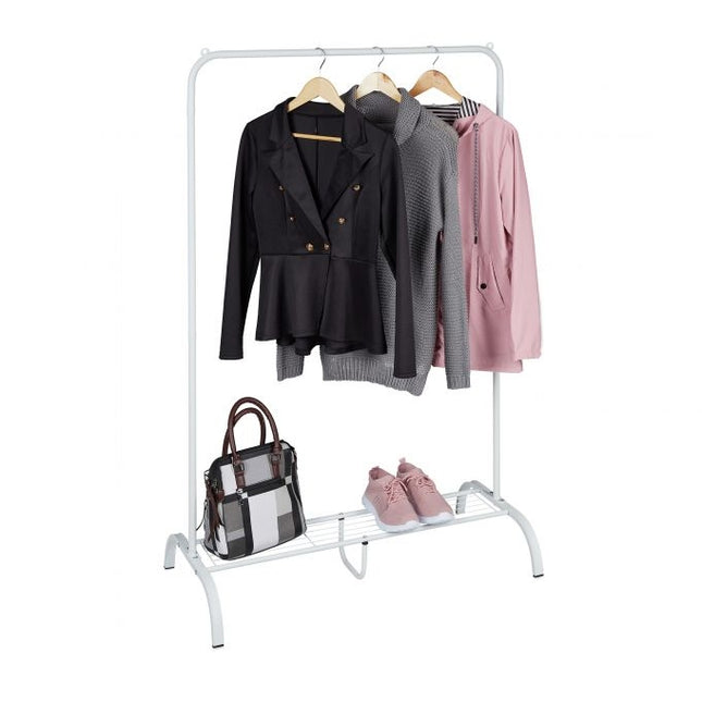 Metal clothes hanger with shelf