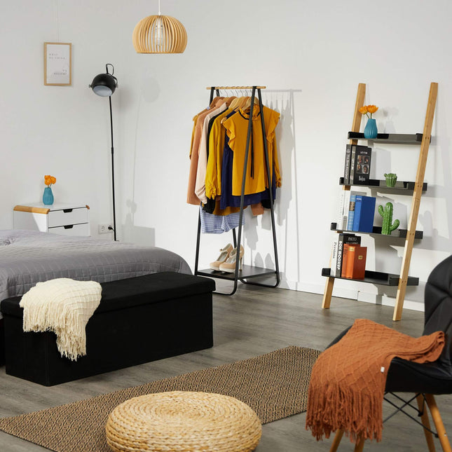 Metal clothes hanger with shelf