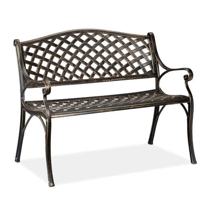 Gartenbank aus Metall in Schwarz und Bronze