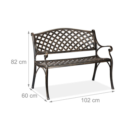 Gartenbank aus Metall in Schwarz und Bronze