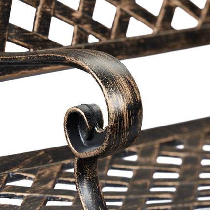Gartenbank aus Metall in Schwarz und Bronze