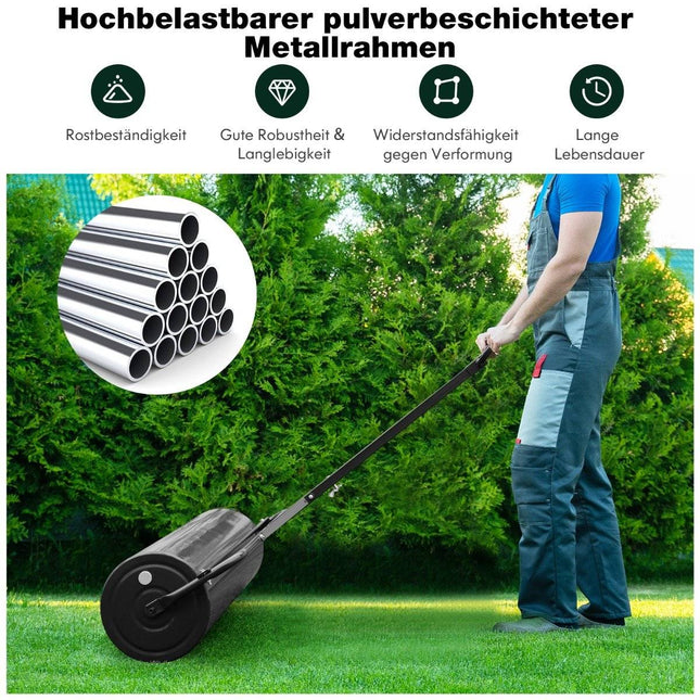 Metall Rasenwalze Gartenwalze zum Anhängen Graswalze 99 x 30 x 137 cm schwarz