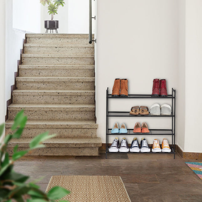 Metal shoe rack with 4 shelves
